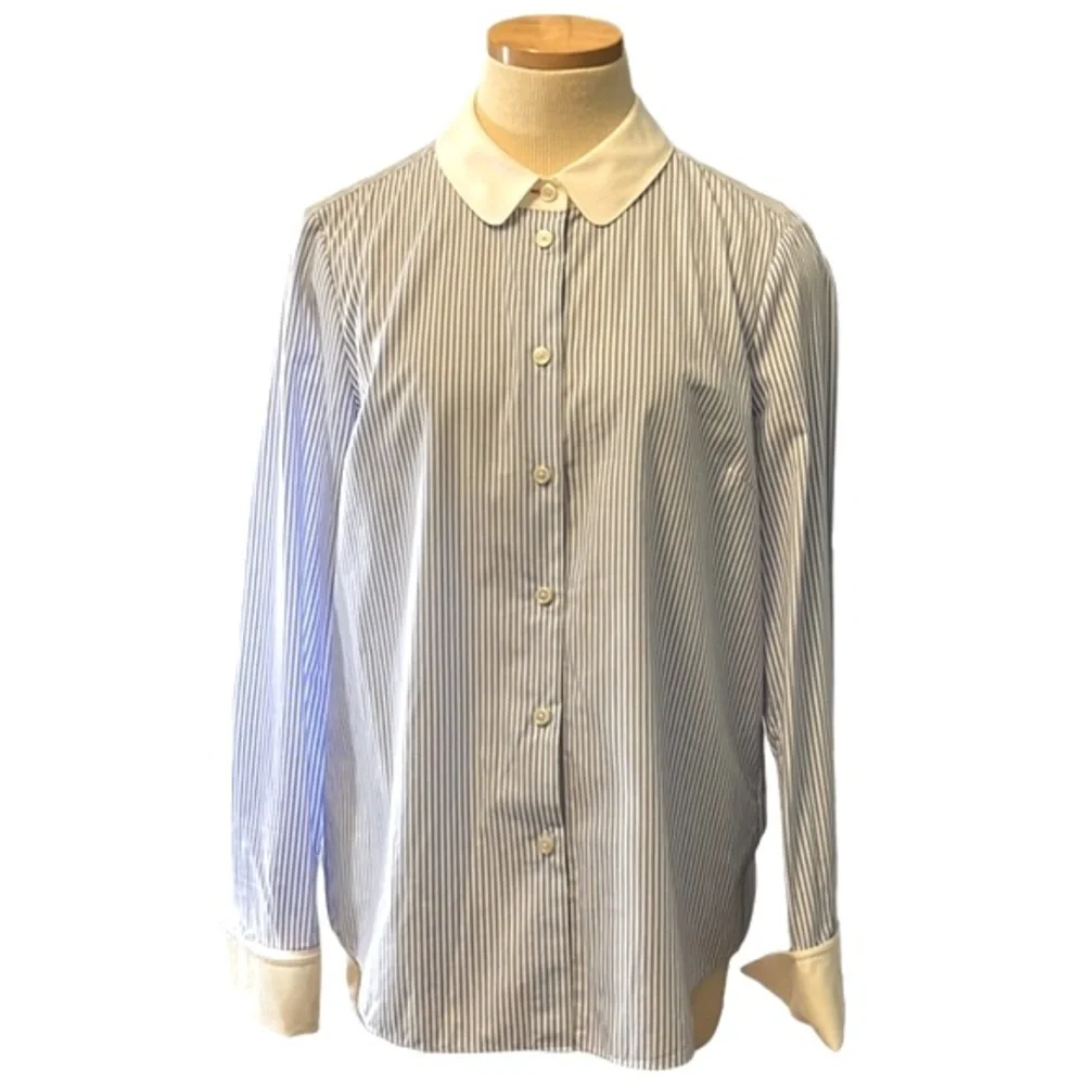 Kate Spade Striped Button Down Shirt, Blue/White, size 10 - Picture 1 of 14